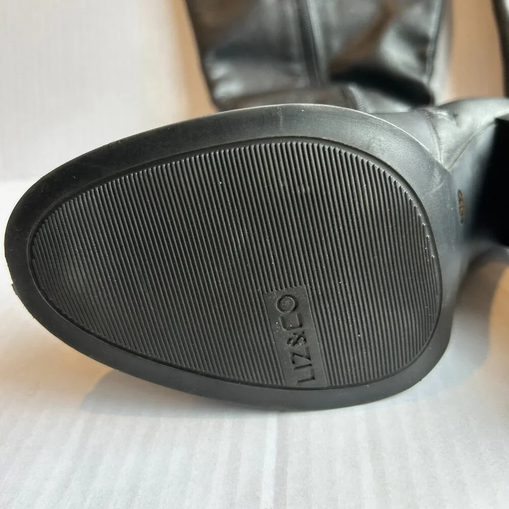 Liz & Co Black Leather Women's Calf Height Boots Size 9 Heel 4" - Picture 14 of 15